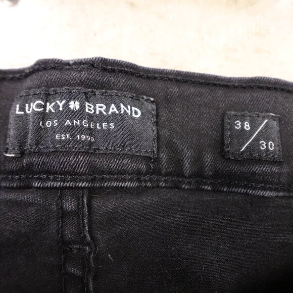 Lucky Brand 410 Athletic Straight Jeans Men’s 38x30 Gainesville Wash Black Denim - Picture 4 of 14